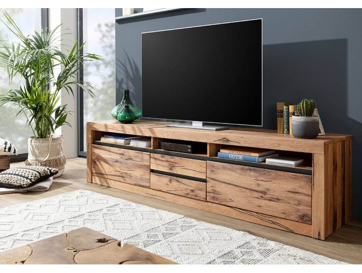 TV-Board Wild-/Zerreiche 220x50x55 natur geölt MONTREUX #040