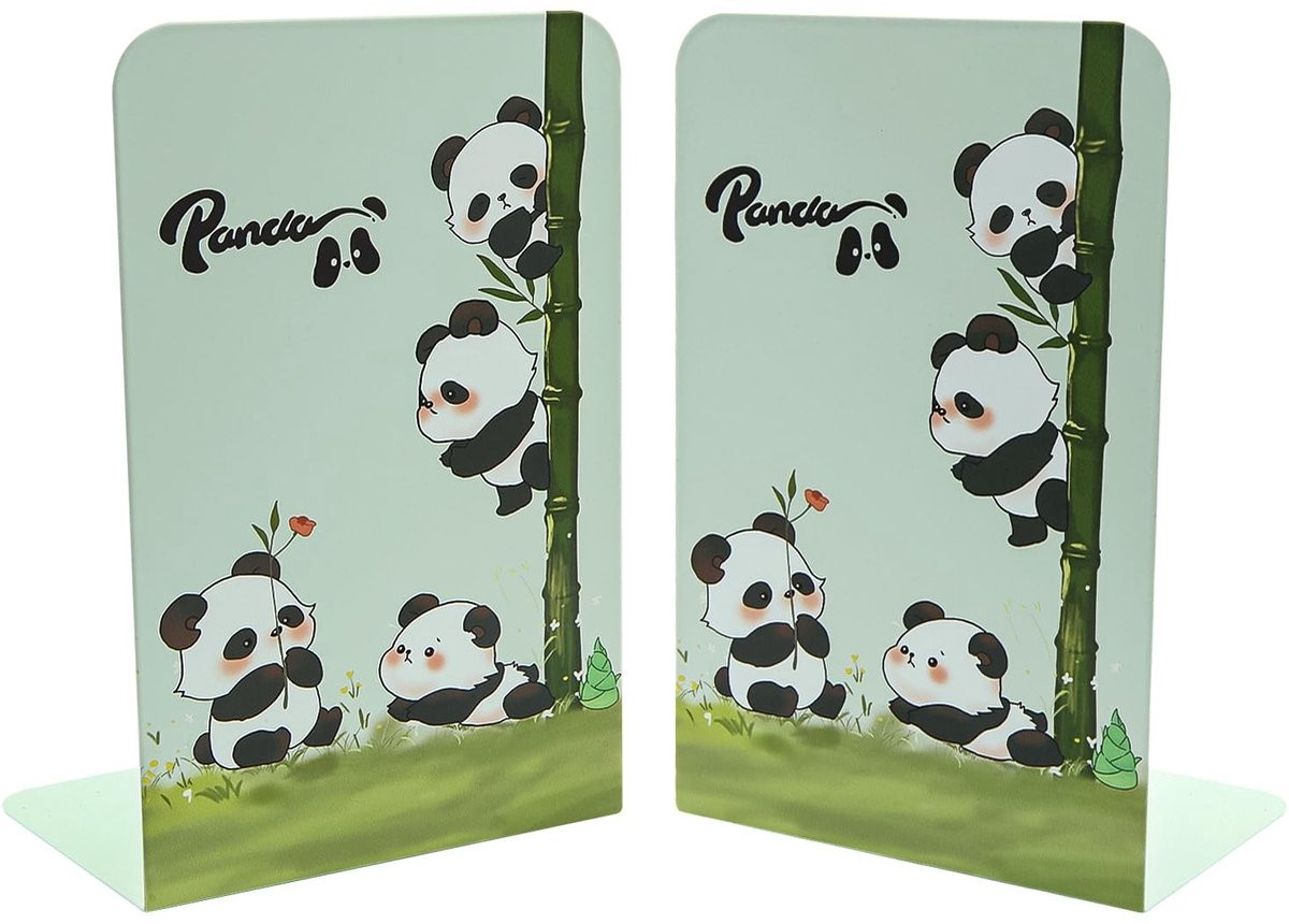 Dailygoods Boekensteunen Panda - Metalen Boekenhouders met Antislip