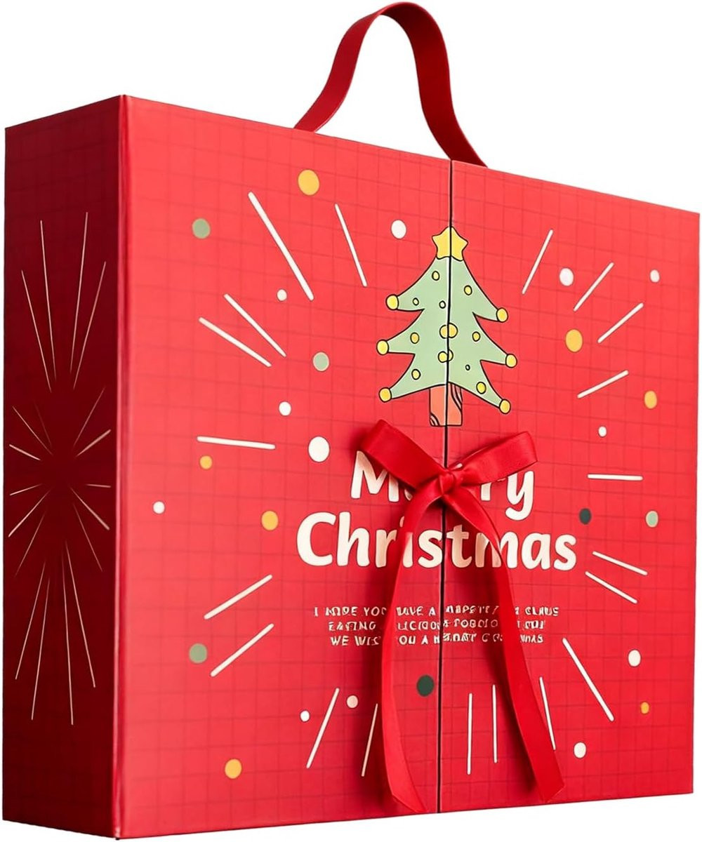 Herbruikbare Kerst Adventskalender Doos voor 24 dagen, B/D/H: 33.7 x 30.5 x 8.3 cm