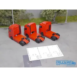 Elbe-Modell 3x Bausatz Chassis Verkleidung Auflage passend für MB/Volvo/DAF EM621