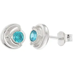 trendor 21422-04 Damen Ohrringe 925 Silber Ohrstecker Zirkonia London-Blau