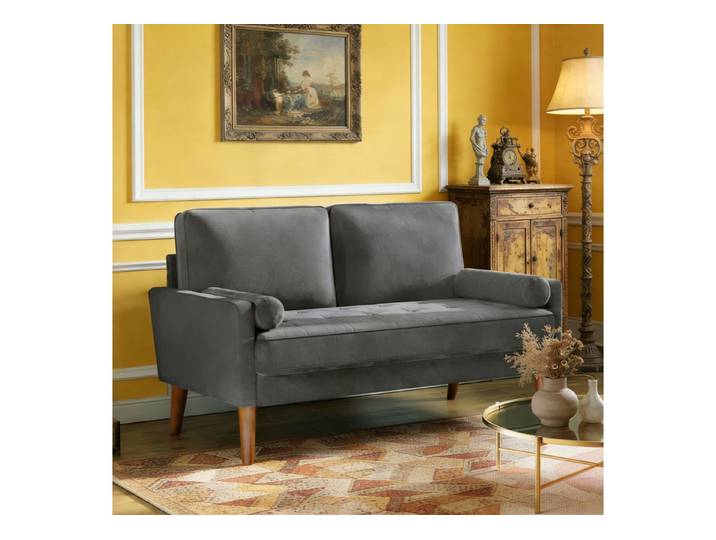 Dripex Sofa 121 cm kleines 2-Sitzer-Sofa aus Samt – bequeme Couch