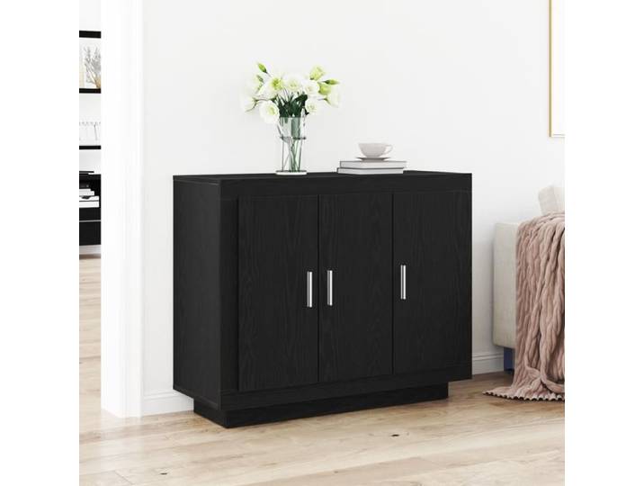 Buffet-Meuble de rangement Chêne Noir 92x35x75 cm Bois Stratifié