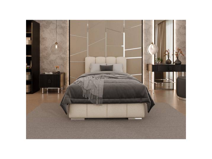 Homesy Polsterbett Zaira 100x200cm – Elegantes Polsterbett für modernen Wohnstil, Zonierte Multi-Taschen-Federkern (24cm), beige, Beige, Holz, Mode, 100x200 cm, Schlafzimmer, Betten, Polsterbetten