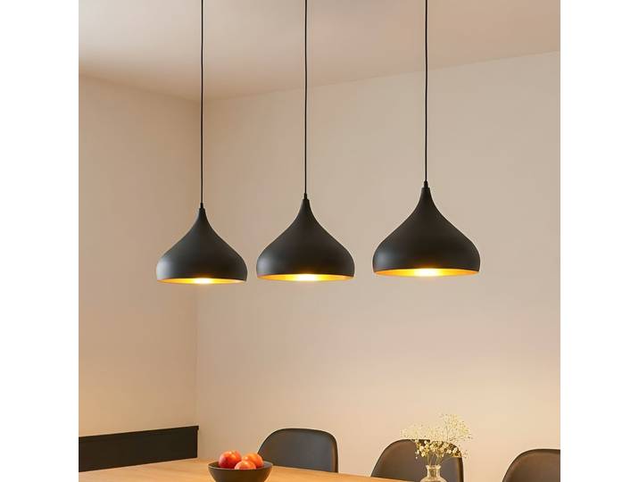 Elamira Pendelleuchte Black/Gold - Lindby - Wohnzimmer - Modern - Metall - Mehrflammig