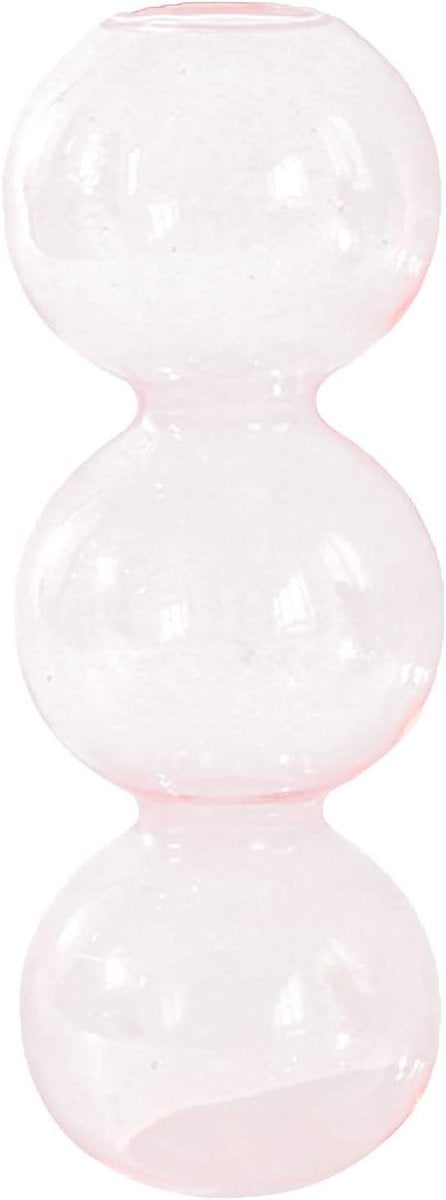 Handgeblazen Glazen Bubble Vaas - Roze - 16,51 cm