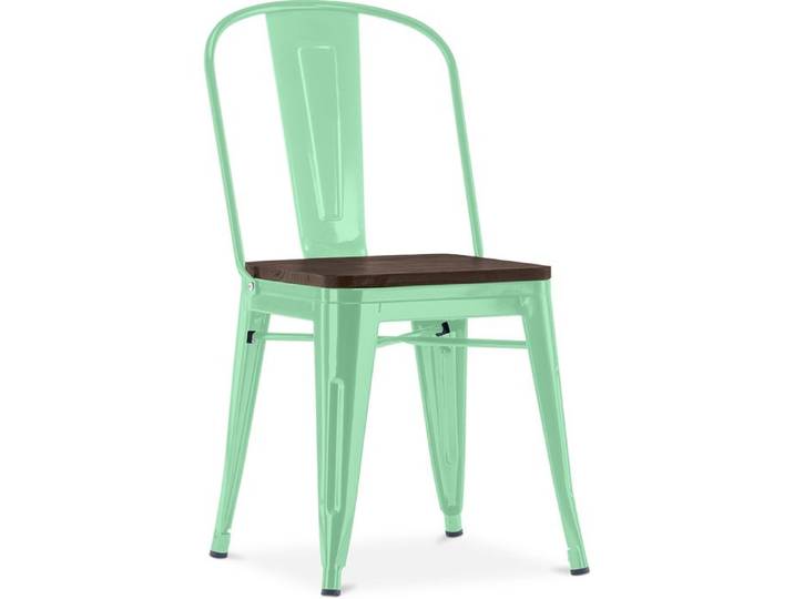 Chaise carrée Bistrot Metalix - Métal et bois foncé Menthe