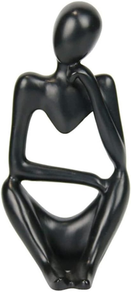 Hars Denker Standbeeld - Abstracte Sculptuur voor Woonkamer Decoratie - Zwart - Hoogte: 165 cm