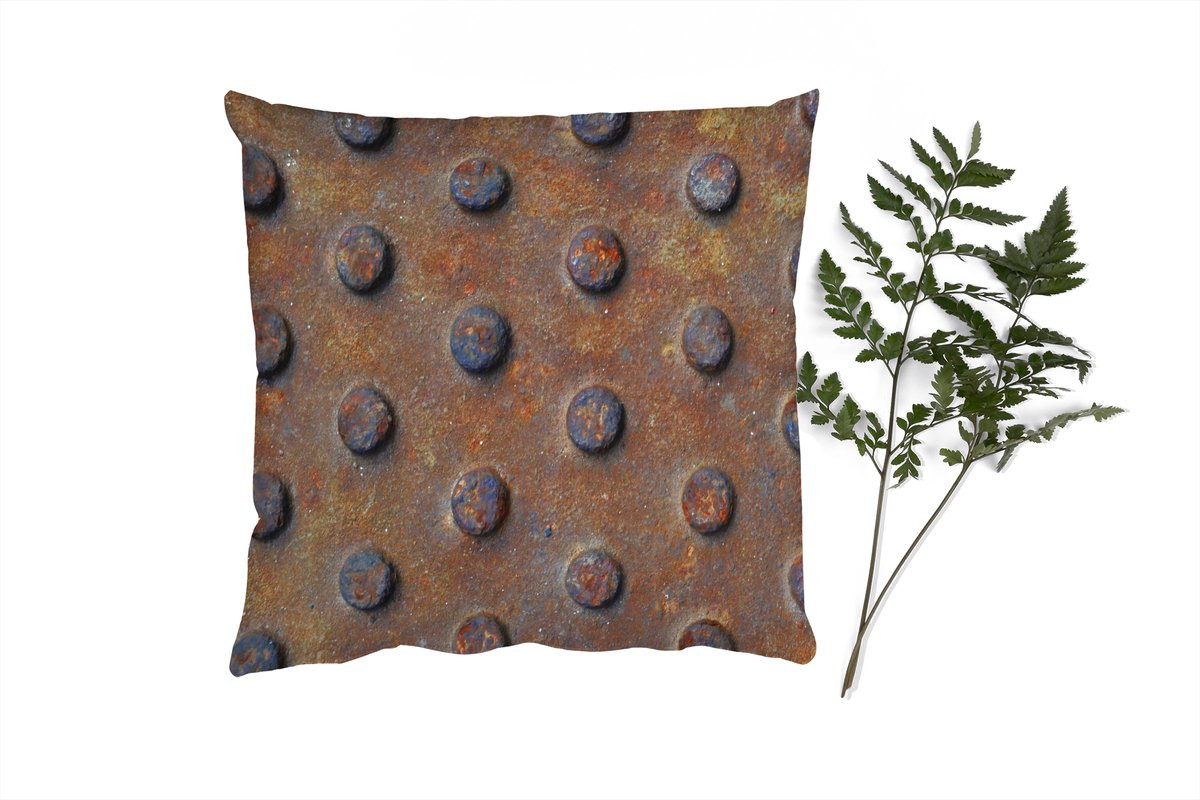 PillowMonkey Sierenkussen Diamantplaat Vintage Roest Industrieel 60x60 cm