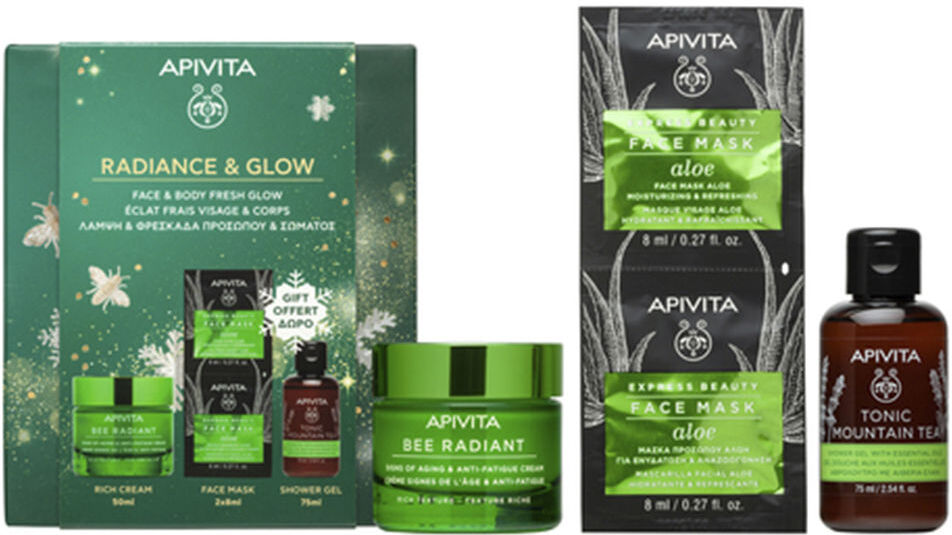 Apivita Bee Radiant GEL-CREMA Signos De Envejecimiento Y Antifatiga Piel Seca Estuche 2 pz