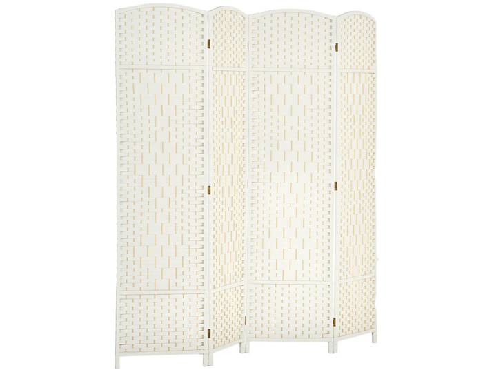 ComfortXL Paravent 4-teilig De-08833 Weiß, Kunststoff, 180x180x1.7 cm, Wohnzimmer, Raumteiler, Paravents