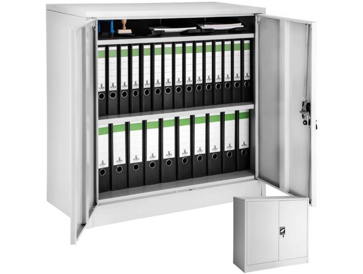 Armoire - TECTAKE - armoire métallique à dossiers verrouillable étagères réglables acier revêtu par poudre 90x40x90 cm - gris