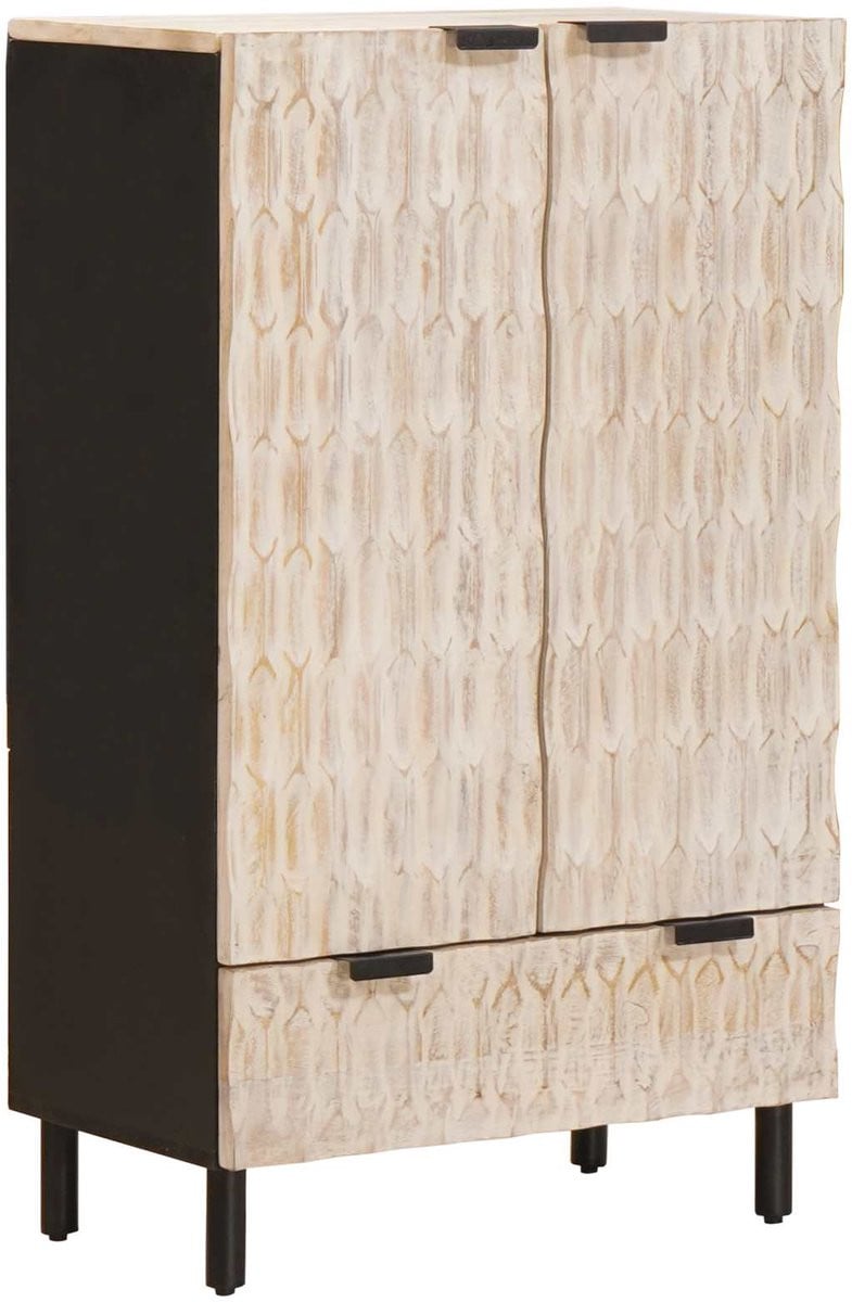 vidaXL Highboard met lade en deuren, wit, B/D/H: 60 x 33 x 100 cm
