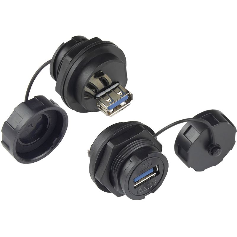 Good Connections Industrie-Steckverbinder S4 - USB 3.0 Durchführungskupplung, Buchse A beidseitig, einseitig mit Deck