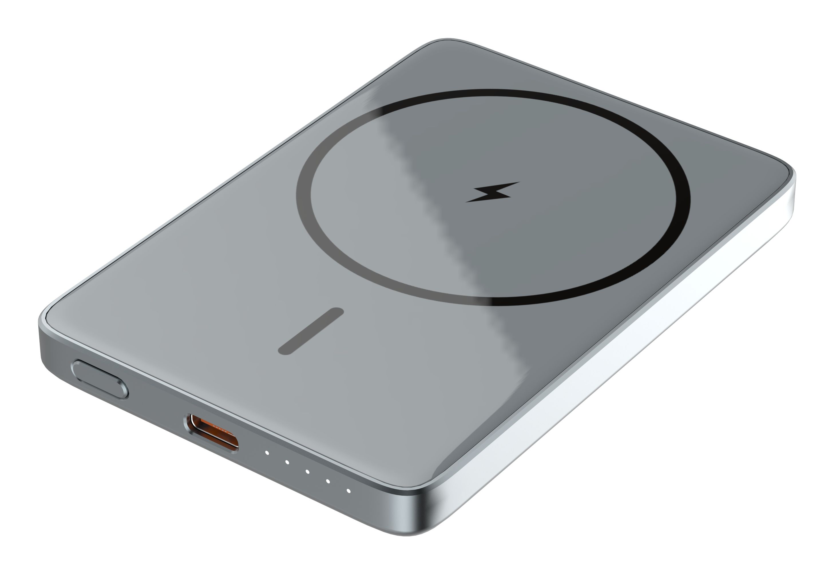 Felixx 5000 mAh Powerbank USB Typ-C Kabelloses Laden Ultraflach Magnet Slim (Grau) PBMS3PD-5K-DG