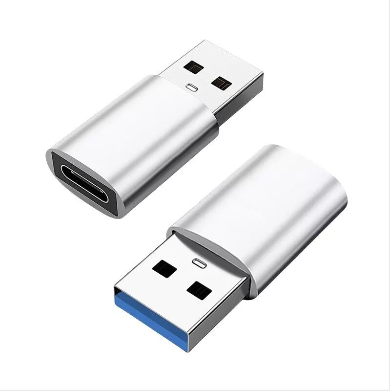 INF 2er-Pack USB 3.0 Stecker auf Typ-C Buchse Adapter – Aluminiumlegierung Silber