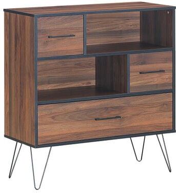 Costway 3-Tier Wood Storage Cabinet with Drawers and 4 Metal Legs