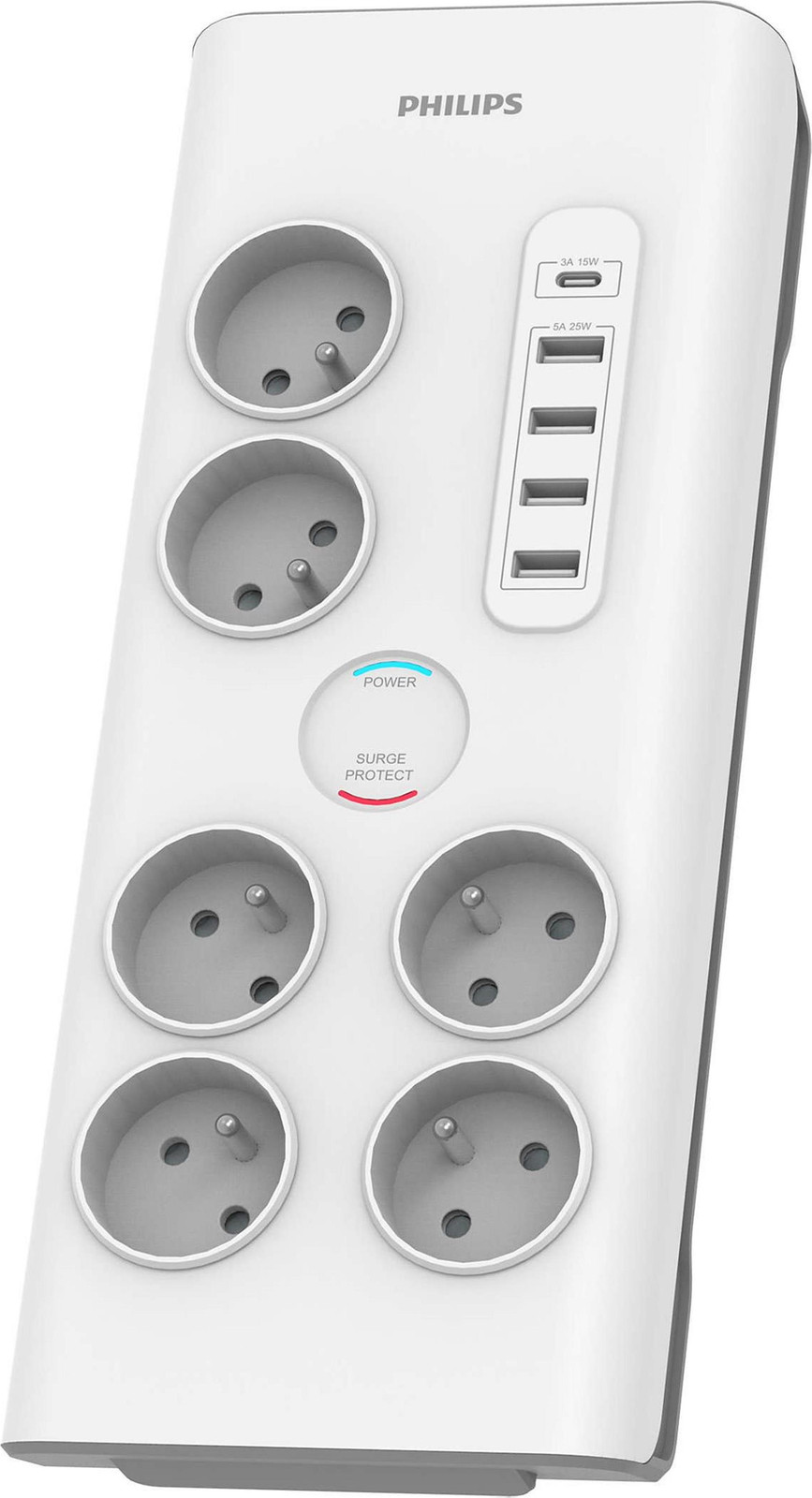 Philips SPN7060WA/60 overspanningsbeveiliging met 6 stopcontacten, wit, 2 meter