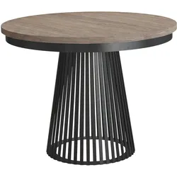 ESSTISCH Lumi, Runder, ausziehbar auf 180 cm, mit Metallbeinen, Walnussfarben+Schwarz