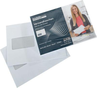 Schäfer Shop Genius Versandtaschen, Format C5, mit Fenster, Haftklebung, Papier, weiß, 50 Stück