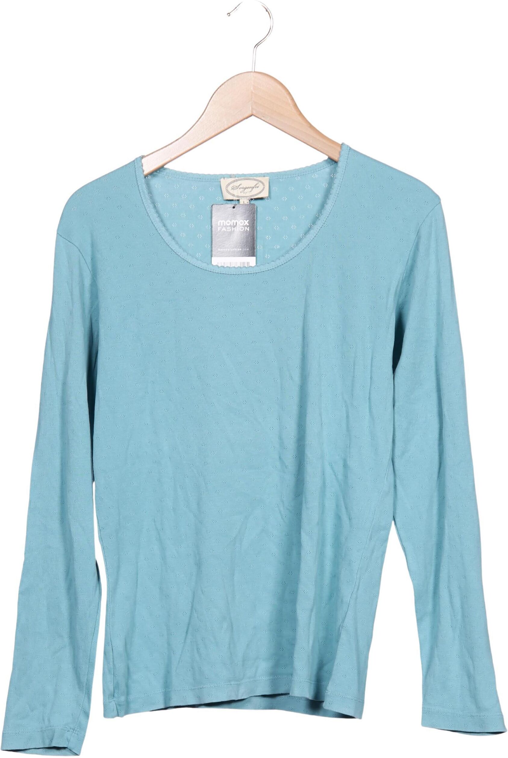 Sorgenfri Sylt Damen Langarmshirt, Hellblau, Gr. L, Baumwolle - Second Hand