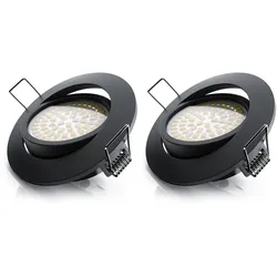 Brandson 2x LED Deckenspots dimmbar & schwenkbar Einbaustrahler mit Aluminium Rahmen in schwarz