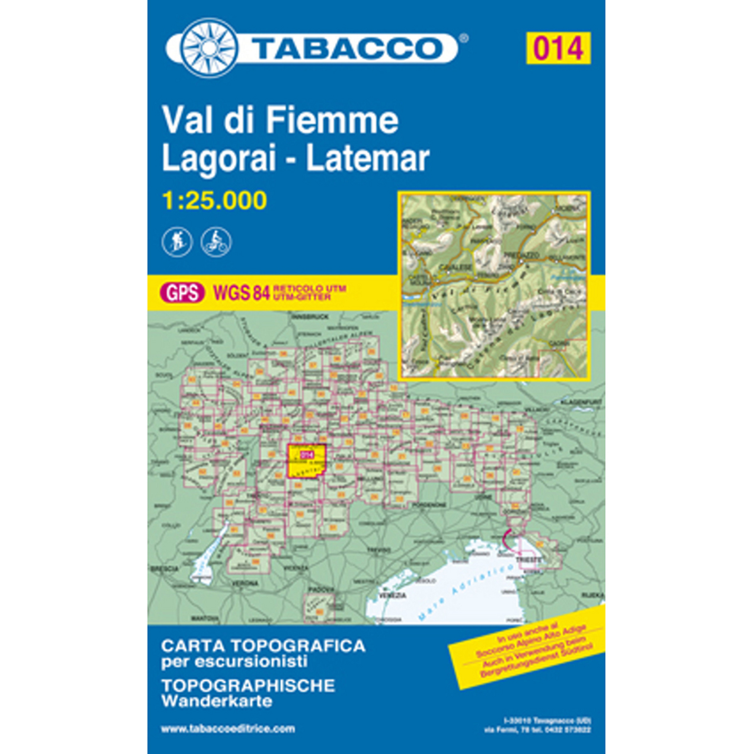 Tabacco Val di Viemme - Lagorai - Latemar 014 Wanderkarte Topografische Karten