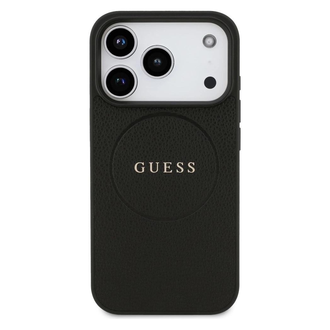Guess - Grained Gold Ring MagSafe (GUHMP17LPGHSMMK) - iPhone 17 Pro - Black (Apple iPhone 17 Pro) (GUHMP17LPGHSMMK)