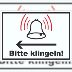 HB-Druck Bitte klingeln pfeil links Aufkleber A3 (297x420mm)