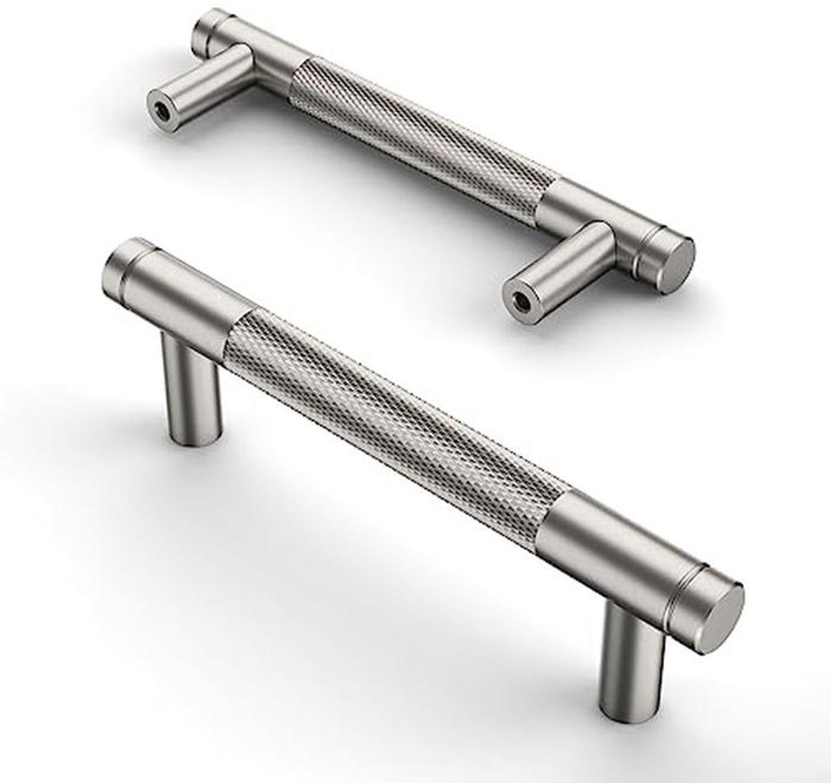 Knurled Cabinet Handles Zilver - 96mm Gatenafstand voor Keuken en Meubilair