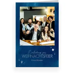 Einladungskarte Weihnachten: Sternenlicht mit Foto in Blau