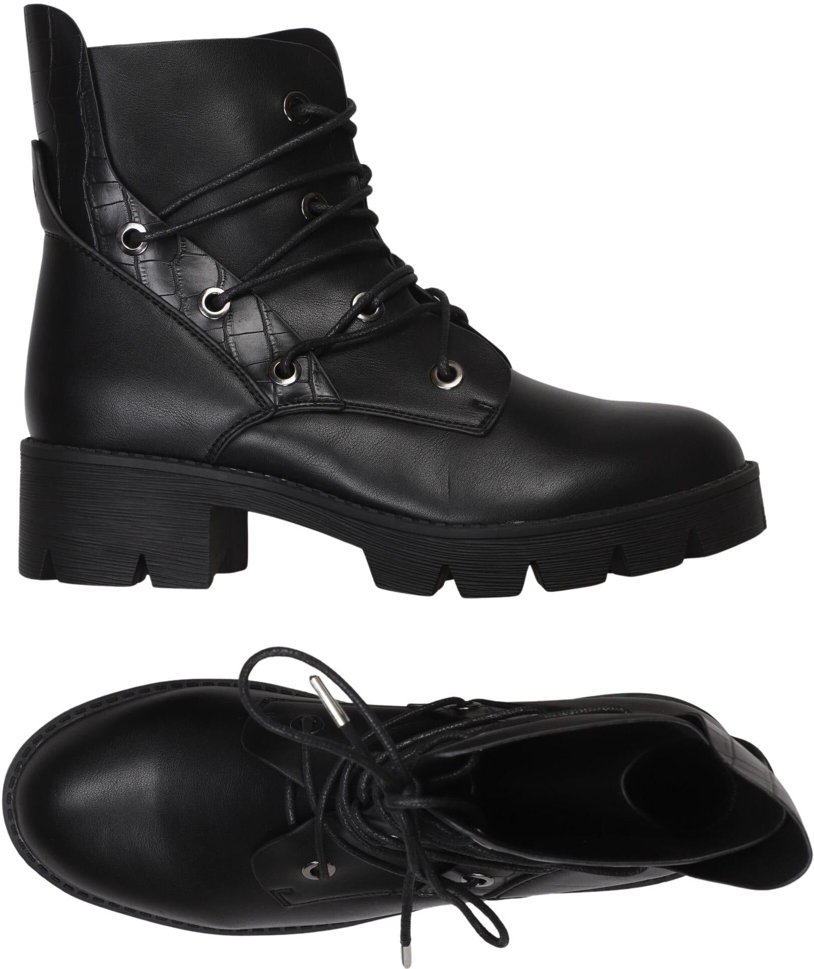 Reserved Damen Stiefelette, Schwarz, Gr. EU 39, Kunstleder - Second Hand