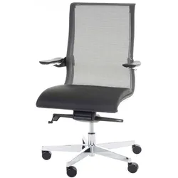 Bürostuhl MERRYFAIR Saville, Schreibtischstuhl Drehstuhl, Leder-/Netzkombination schwarz ~ Standard