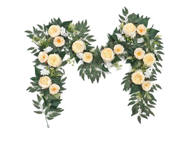 Künstliche Blumen Girlande 2er Set Champagner 200 cm, Mehrfarbig, 5 cm, Dekoration, Blumen & Blumentöpfe, Kunstblumen