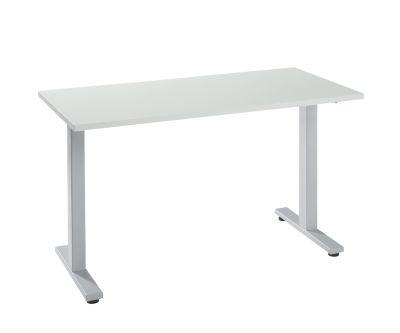 Home Office Schreibtisch Start Off, Rechteck, T-Fuß, B 1300 x T 650 x H 735 mm, lichtgrau/weißaluminium