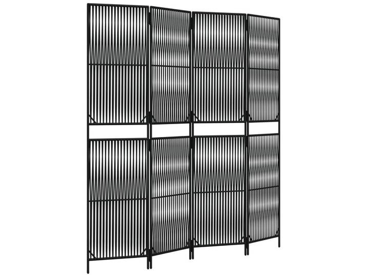 vidaXL Raumteiler Paravent 4-tlg. Schwarz Poly Rattan, 1-tlg.