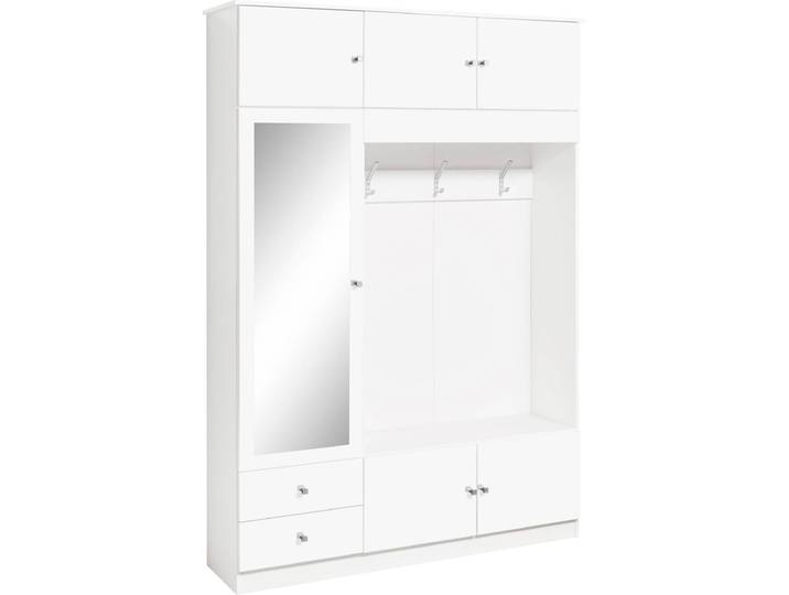 Garderobenschrank BORCHARDT MÖBEL Kompakta , weiss (weiß matt), B:140cm H:202cm T:36cm, Holzwerkstoff, Schränke, Garderobenschrank, Höhe 202 cm
