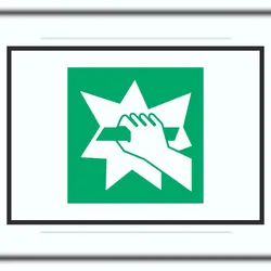 HB-Druck Notausgangsvorrichtung die nach Zerschlagen einer Scheibe zu erreichen ist Symbol A0 (841x1189mm) Schild