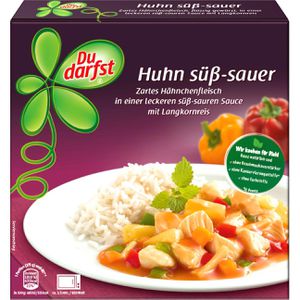 Du-darfst Fertiggericht Huhn süß-sauer, mit Lankornreis und Gemüse, 375 g