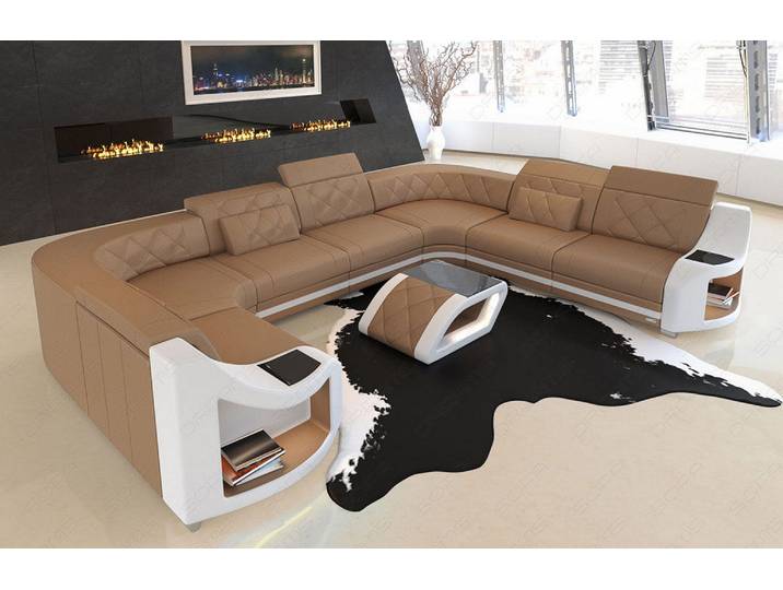 Designsofa Genua U-Form aus Leder
