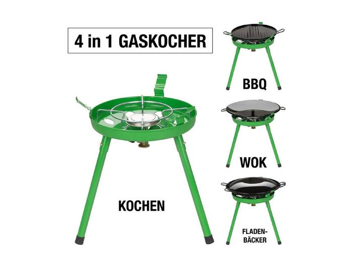 Mianova Gaskocher Campingkocher 4in1 Set Grill Wok Gaskocher Tragetasche 4x500 Gramm Gas, (Kompakter 4-in-1 Kocher – perfekt für Camping, Grillen und Outdoor-Abenteuer), Outdoor Camping Herd Notfallkocher Kocher Gaskocher für Gas Kartuschen