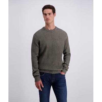 Rundhalspullover PIERRE CARDIN "Strick", Herren, Gr. L, grau (beluga gray), Strick, Obermaterial: 100% Baumwolle, meliert, normal, Rundhals, Bündchen, Pullover Rundhalspullover, Waffelmuster