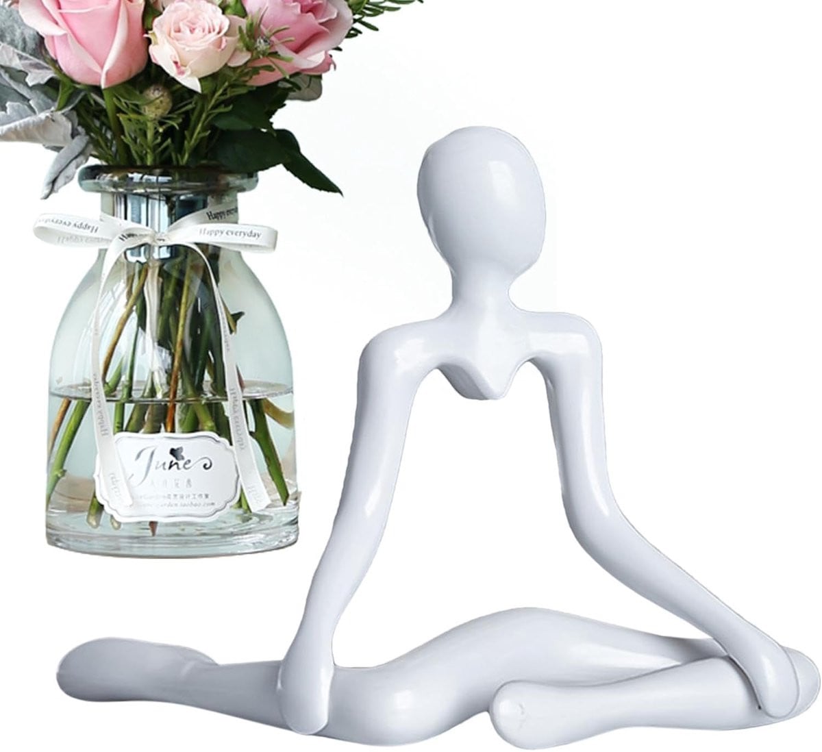 Abstract Beeld Denker Figuur Moderne Kunst Wit Hoogte: 11 cm