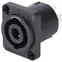NEUTRIK® speakON®, 4-pol , Kunststoff-, 3/16"" Flachsteckzungen-Einbaustecker, versilberte(r) Kontakt(e), Type D, schwarz