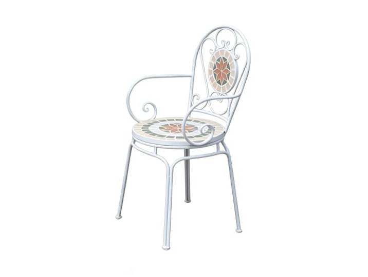 exproyzk Runder Outdoor-Beistelltisch Mit Stühlen – Tisch Mit Keramikplatte Moderner, kleiner Dekotisch (Couch-/Teetisch) mit Stuhl – für Terrasse, Garten, Balkon oder Veranda(Weiß,1chair)