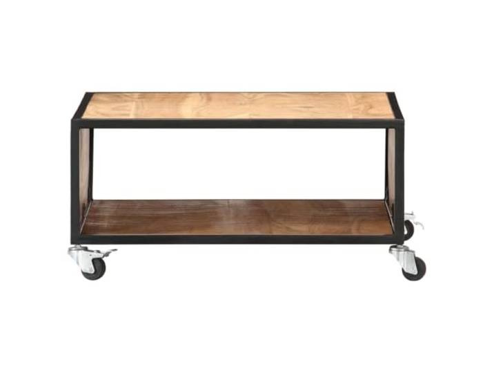HKLGBVCR Couchtisch aus massivem Akazienholz, 70 x 70 x 32 cm, mit Rollen