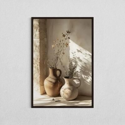 Uplifted Finds Minimalist Olive Tree Pottery Poster   Mediterranean Still Life Canvas   Rustic Country Room Natural Plant Decor tl1542 30 X 45 Cm No Frame