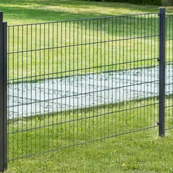 GreenYard Doppelstabmattenzaun Komplett-Set, ca. 123 cm x 10 m - Anthrazit