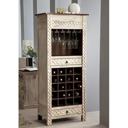Weinregal Mango / Akazie 60x36x140 weiß gewachst CASTLE-ANTIK #219