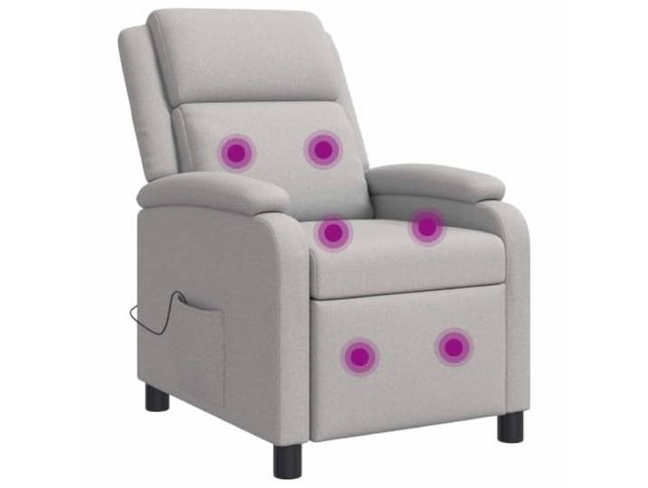 Massage Relaxsessel Wolkengrau Stoff mit Verstellbarem Neigungswinkel 115°-160° verstellbar, Metall-Holz-Gestell, 100% Polyester, Schaumstoffkissen, modernes Design